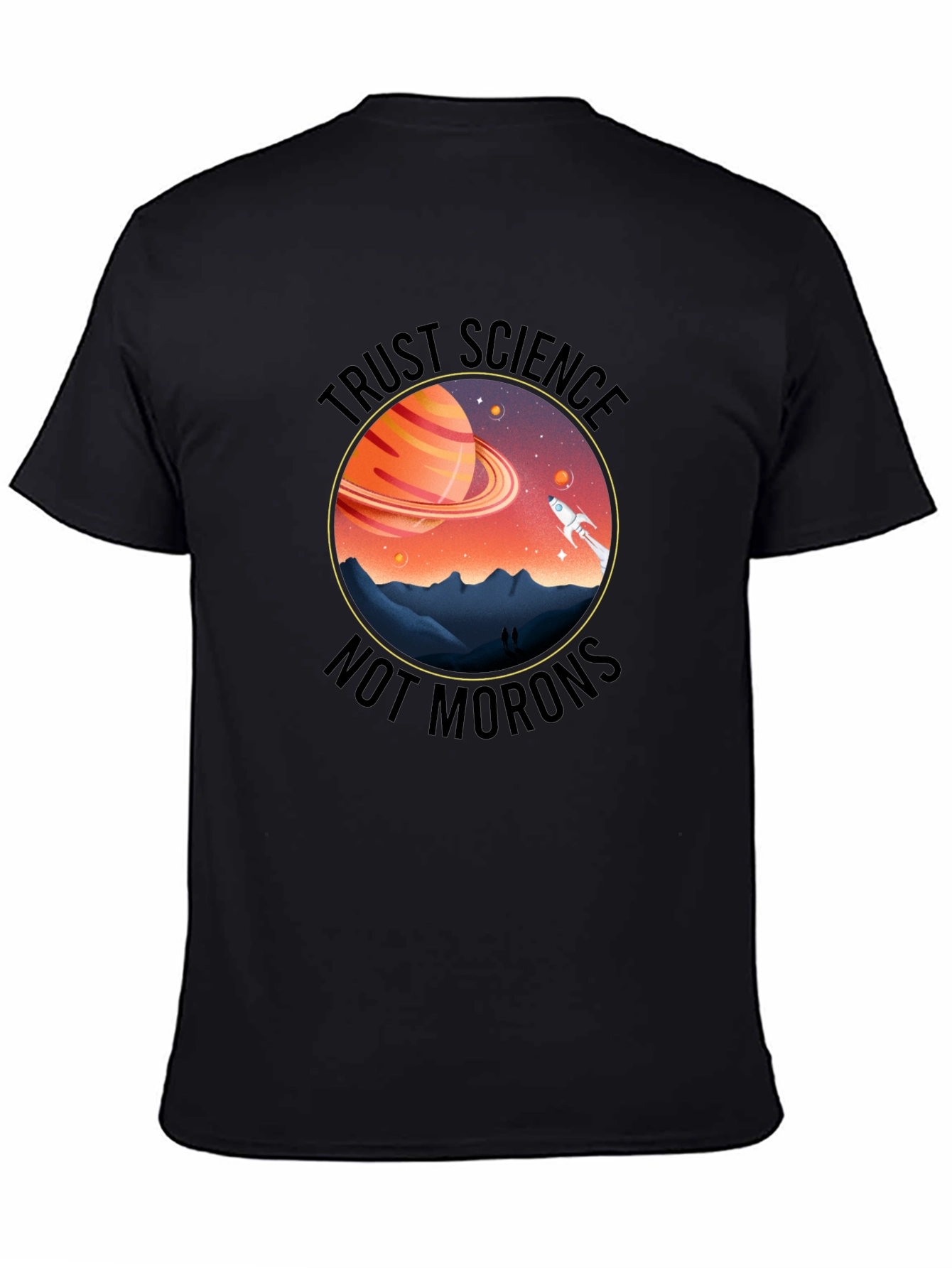 Trust Science T-Shirt - Saturn & Rocket Graphic