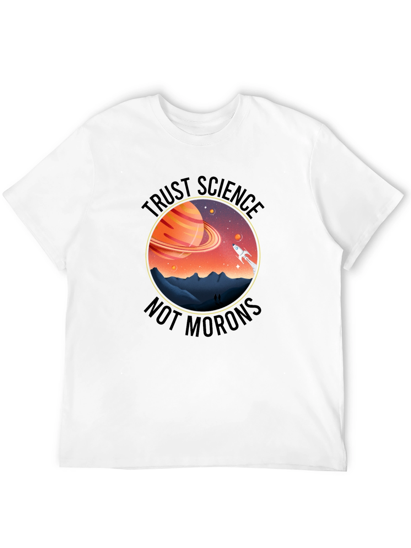 Trust Science T-Shirt - Saturn & Rocket Graphic