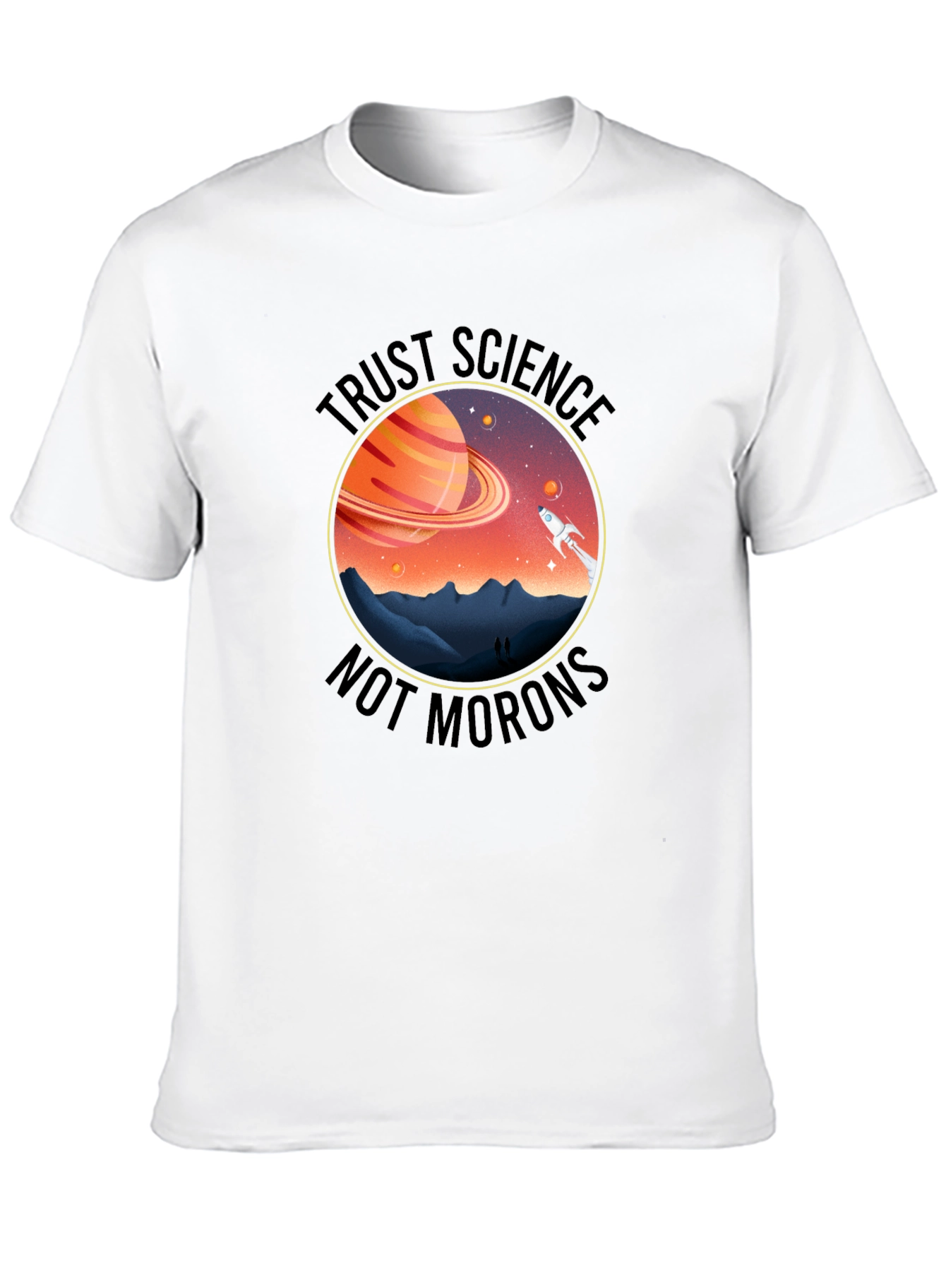Trust Science T-Shirt - Saturn & Rocket Graphic