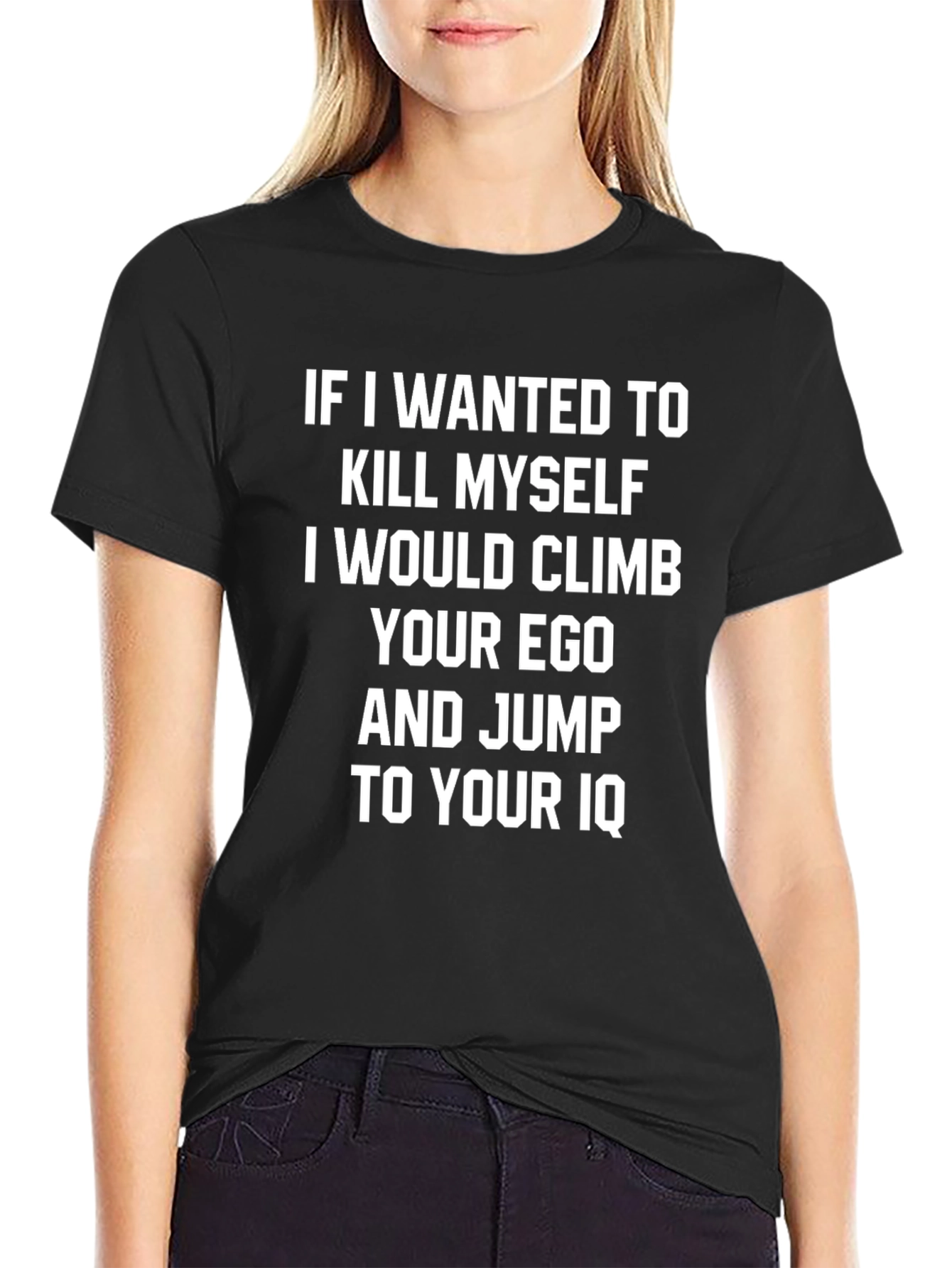 Humorous Ego & IQ Graphic T-Shirt