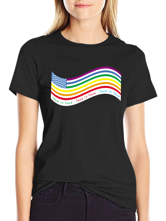 Love Is Love LGBTQ+ USA Flag T-Shirt