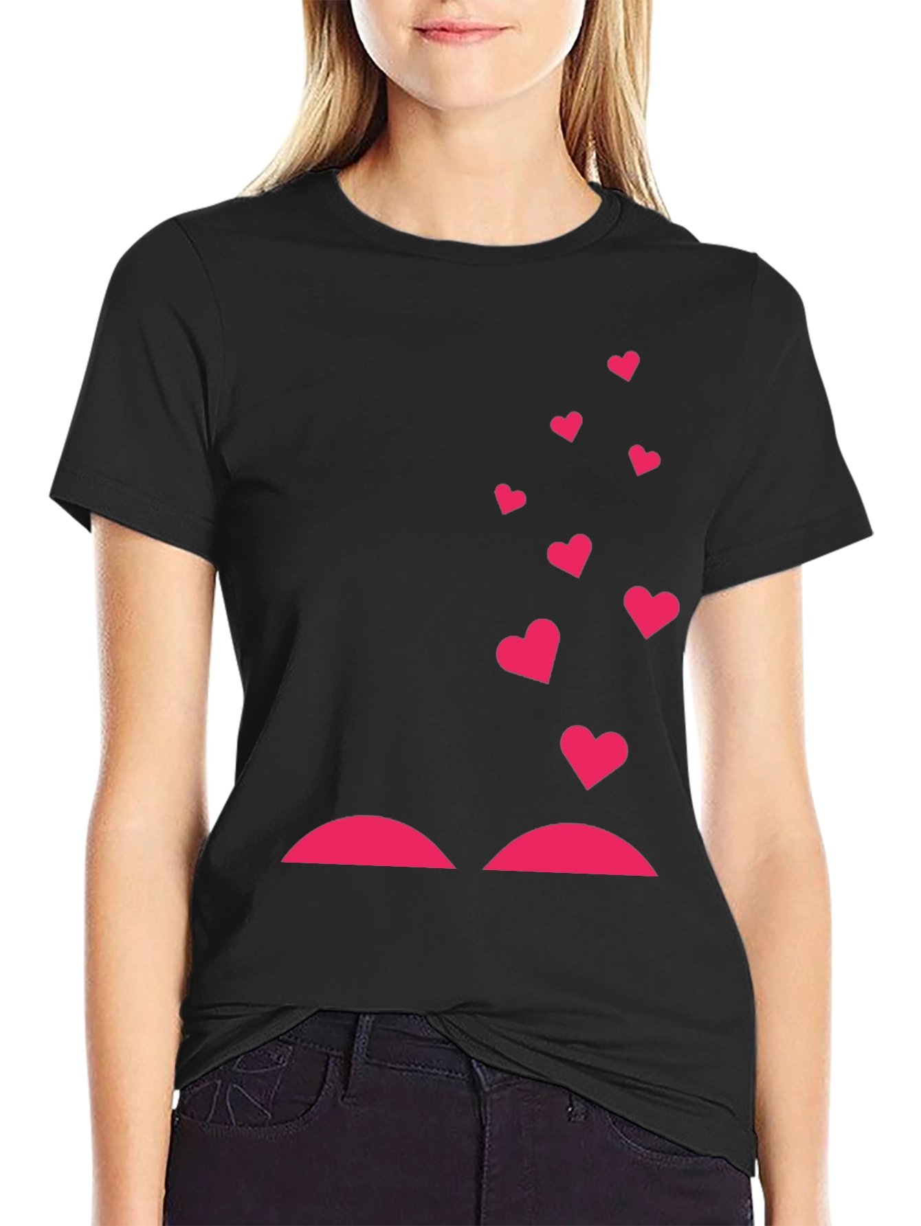 Heart Lift Graphic Tee - Black Cotton T-Shirt