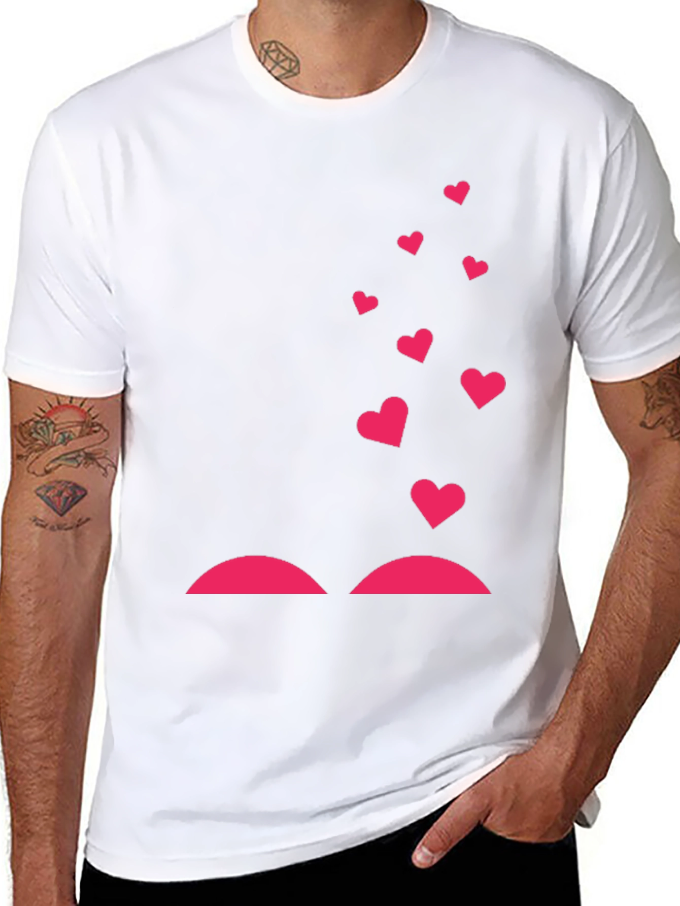 Heart Lift Graphic Tee - Black Cotton T-Shirt