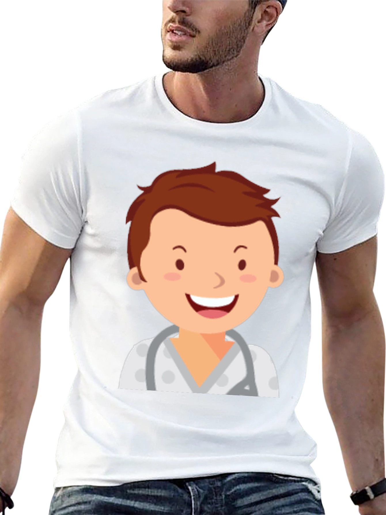 Cartoon Doctor Graphic T-Shirt - Black