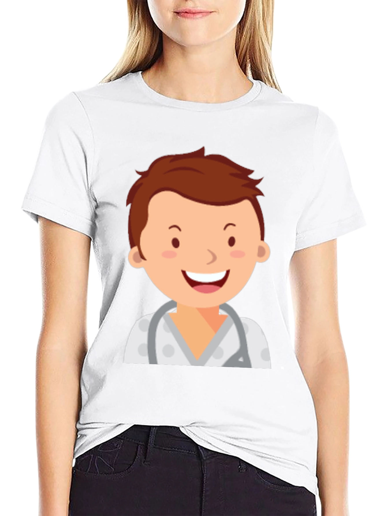 Cartoon Doctor Graphic T-Shirt - Black