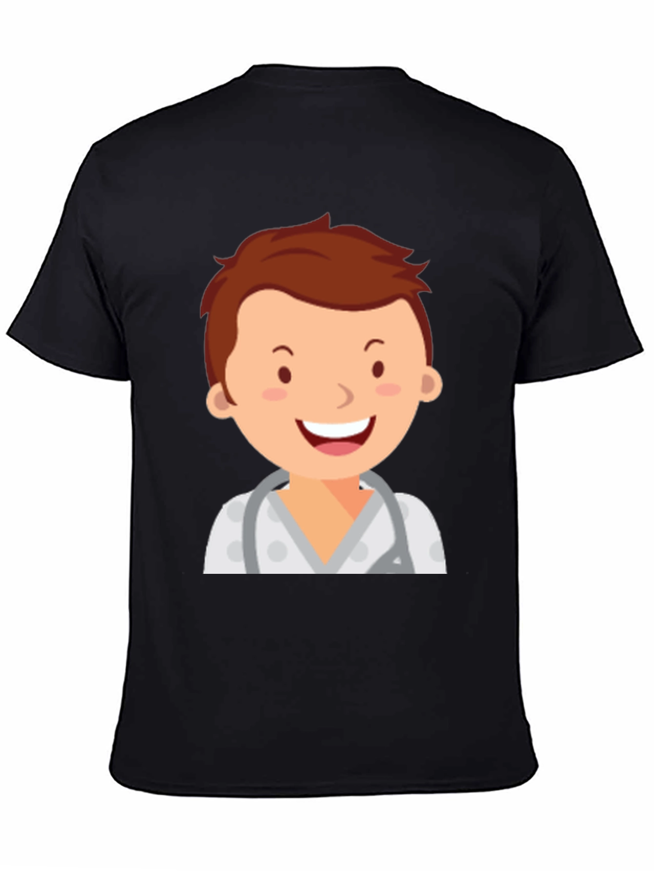 Cartoon Doctor Graphic T-Shirt - Black