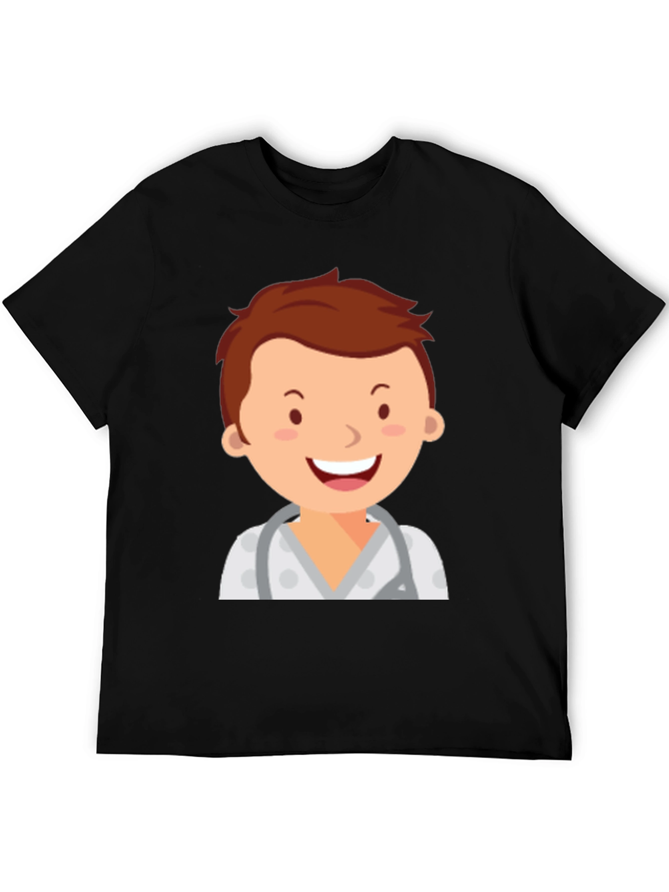 Cartoon Doctor Graphic T-Shirt - Black