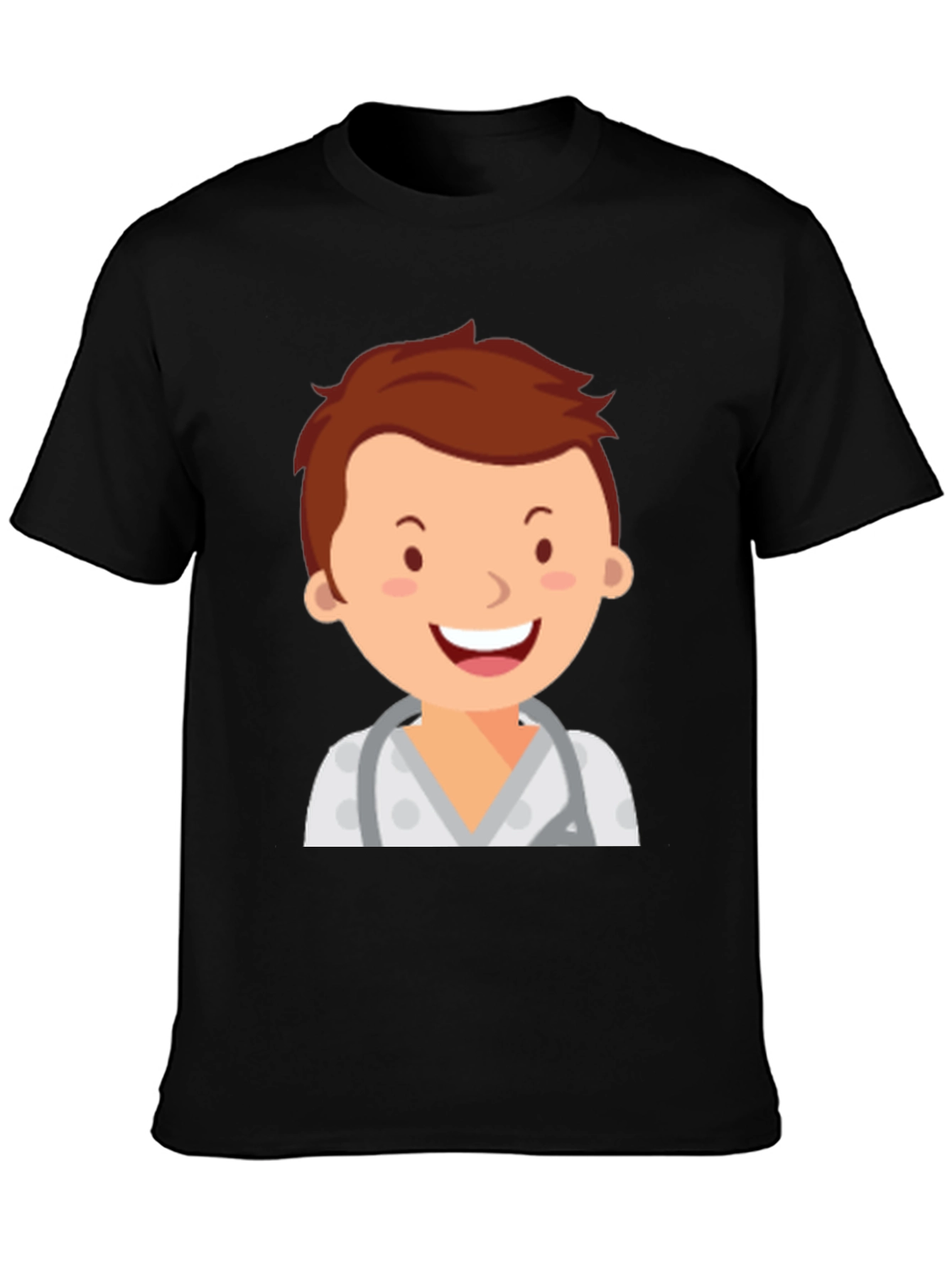 Cartoon Doctor Graphic T-Shirt - Black