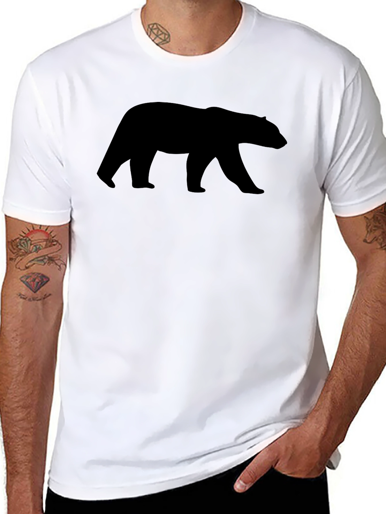 Mens Black Bear Graphic T-Shirt