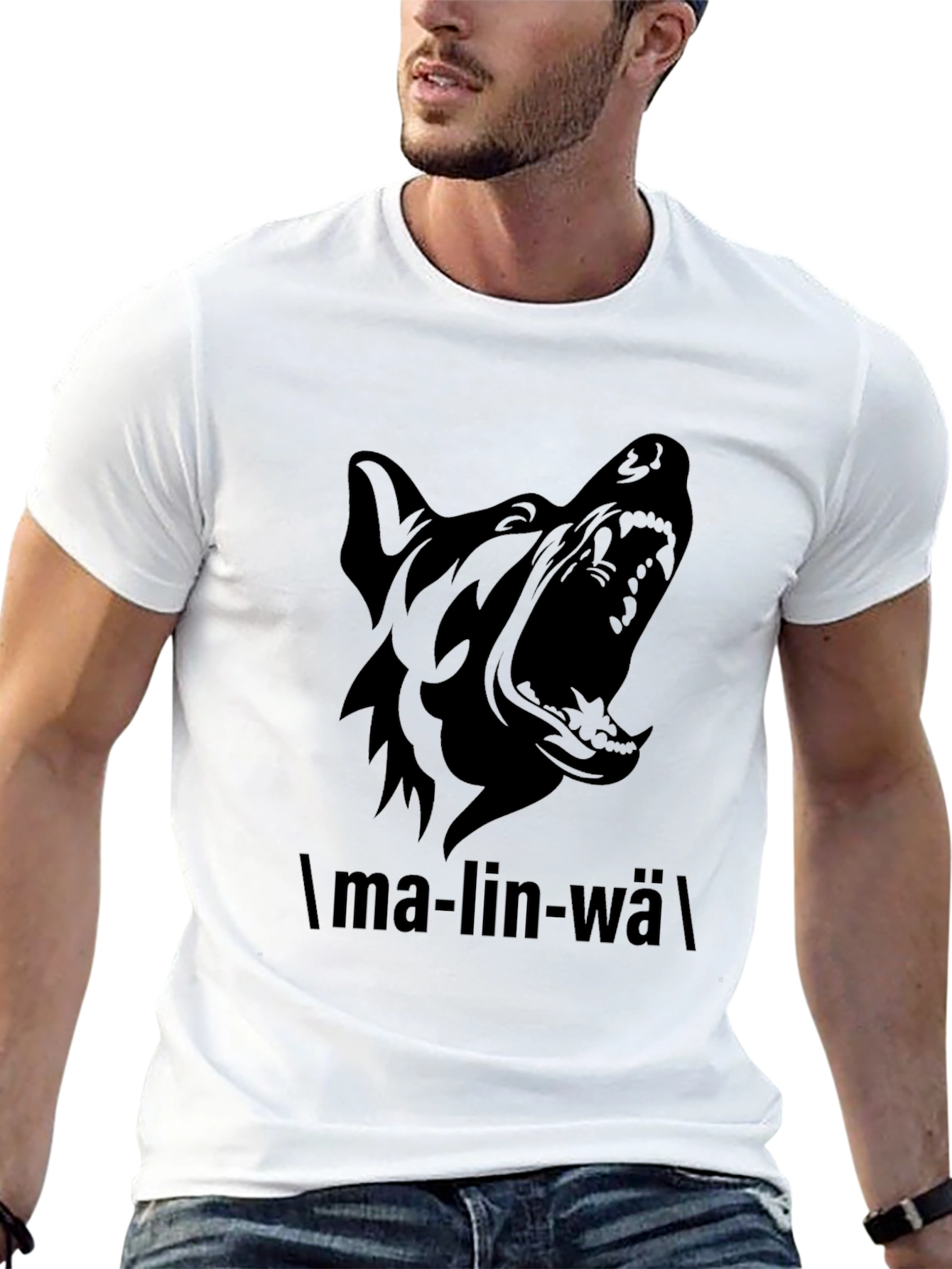 Malinwa Dog Graphic Black T-Shirt