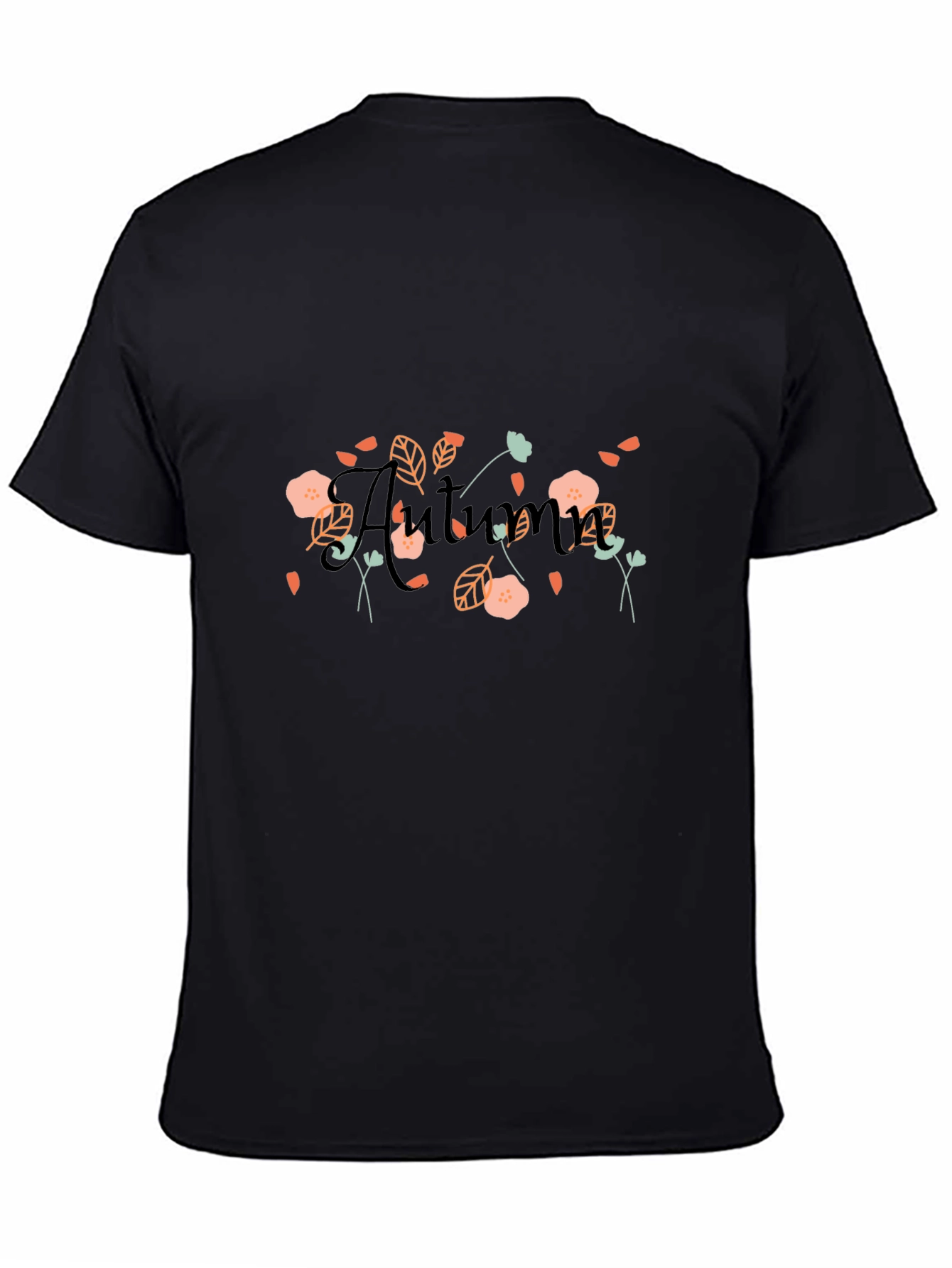 Autumn Floral Graphic Black T-Shirt
