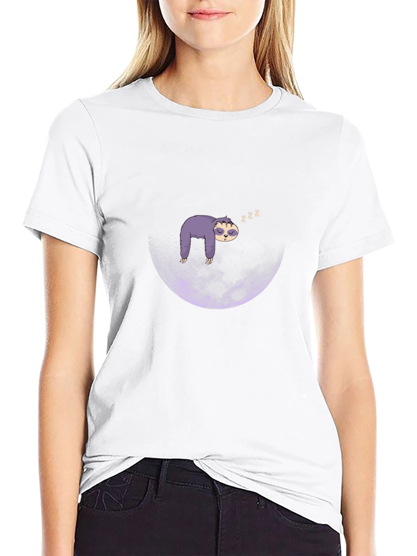 Sloth Moon Sleep T-Shirt - Mens Black Graphic Tee