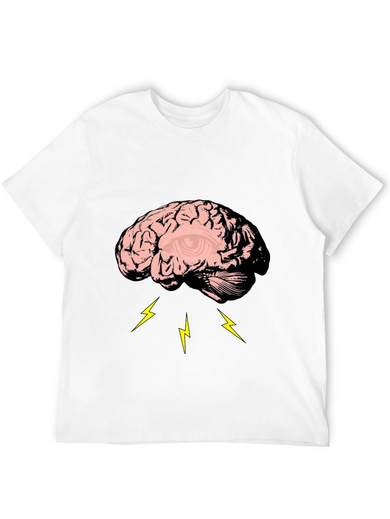 Brain Lightning Graphic Tee - Black Cotton T-Shirt