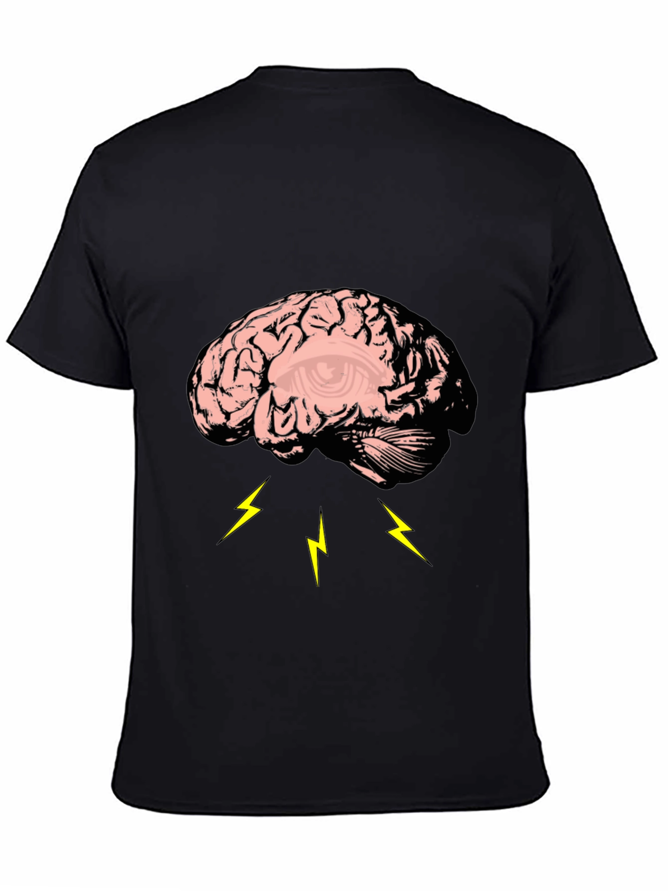 Brain Lightning Graphic Tee - Black Cotton T-Shirt