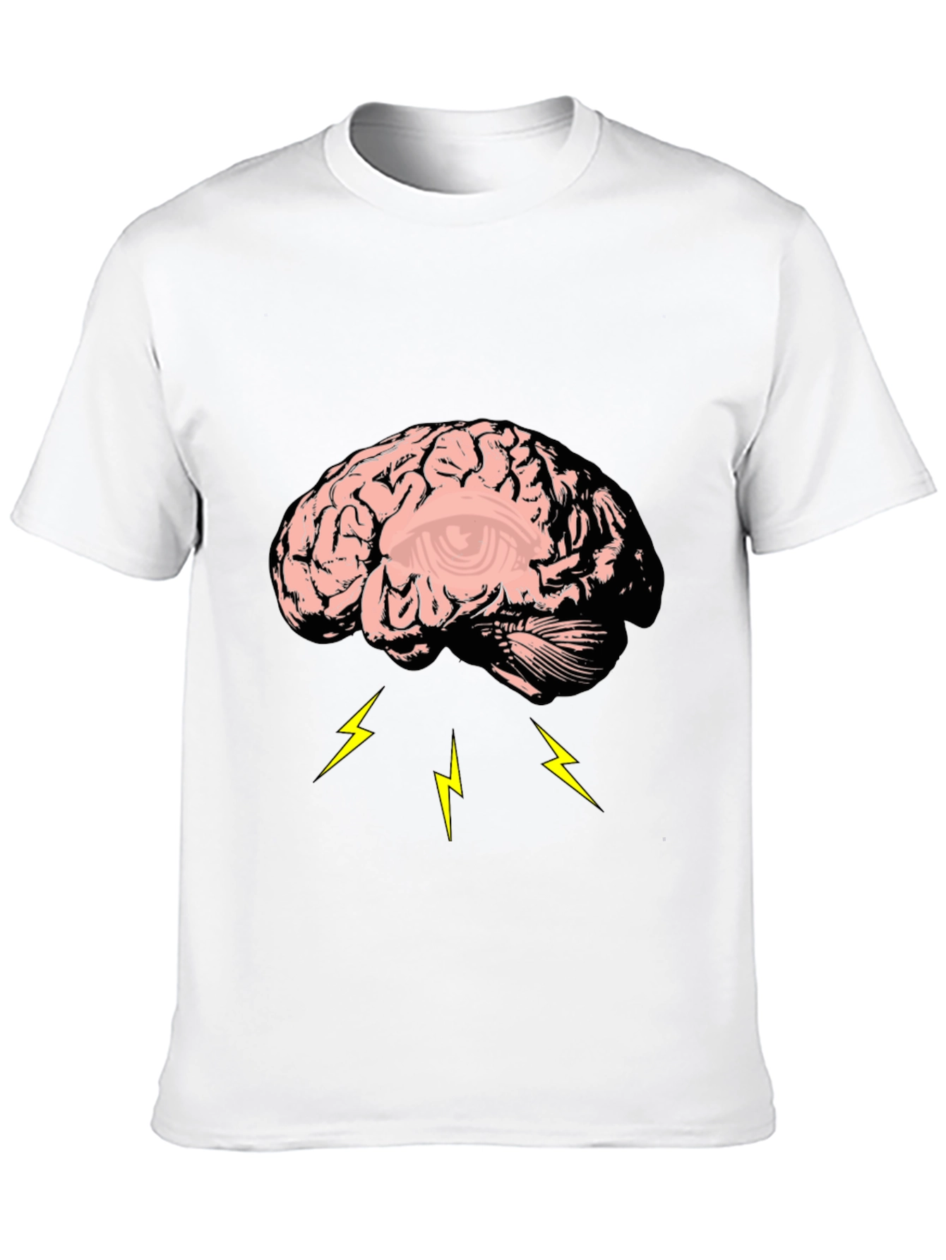 Brain Lightning Graphic Tee - Black Cotton T-Shirt