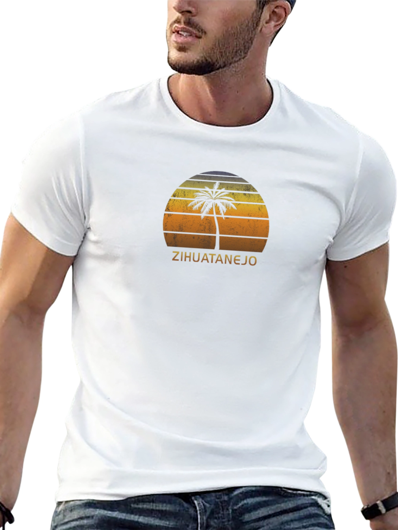 Zihuatanejo Palm Tree Sunset T-Shirt