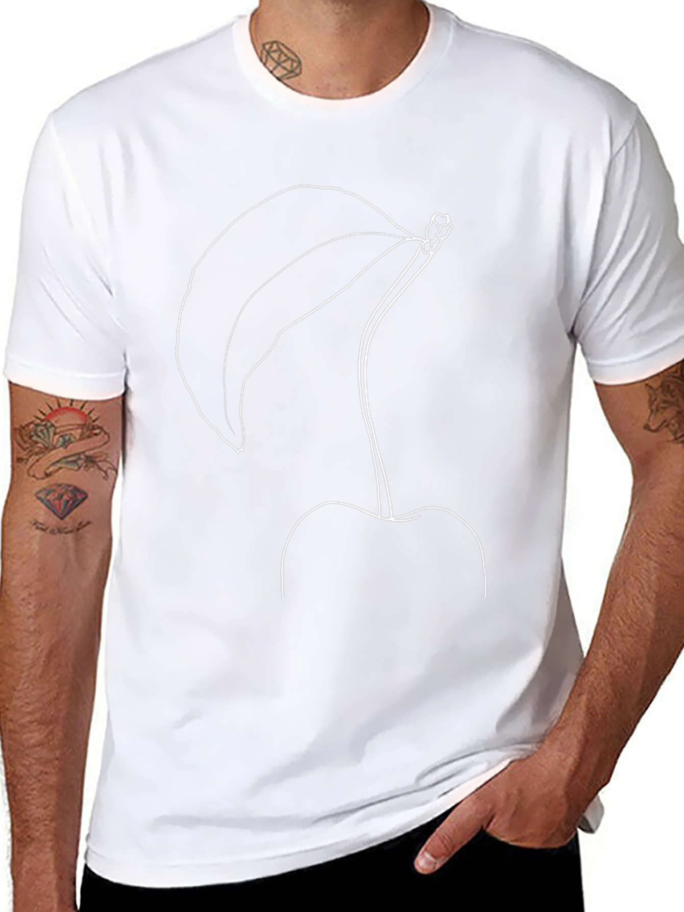 Minimalist Cherry Graphic Tee - Black