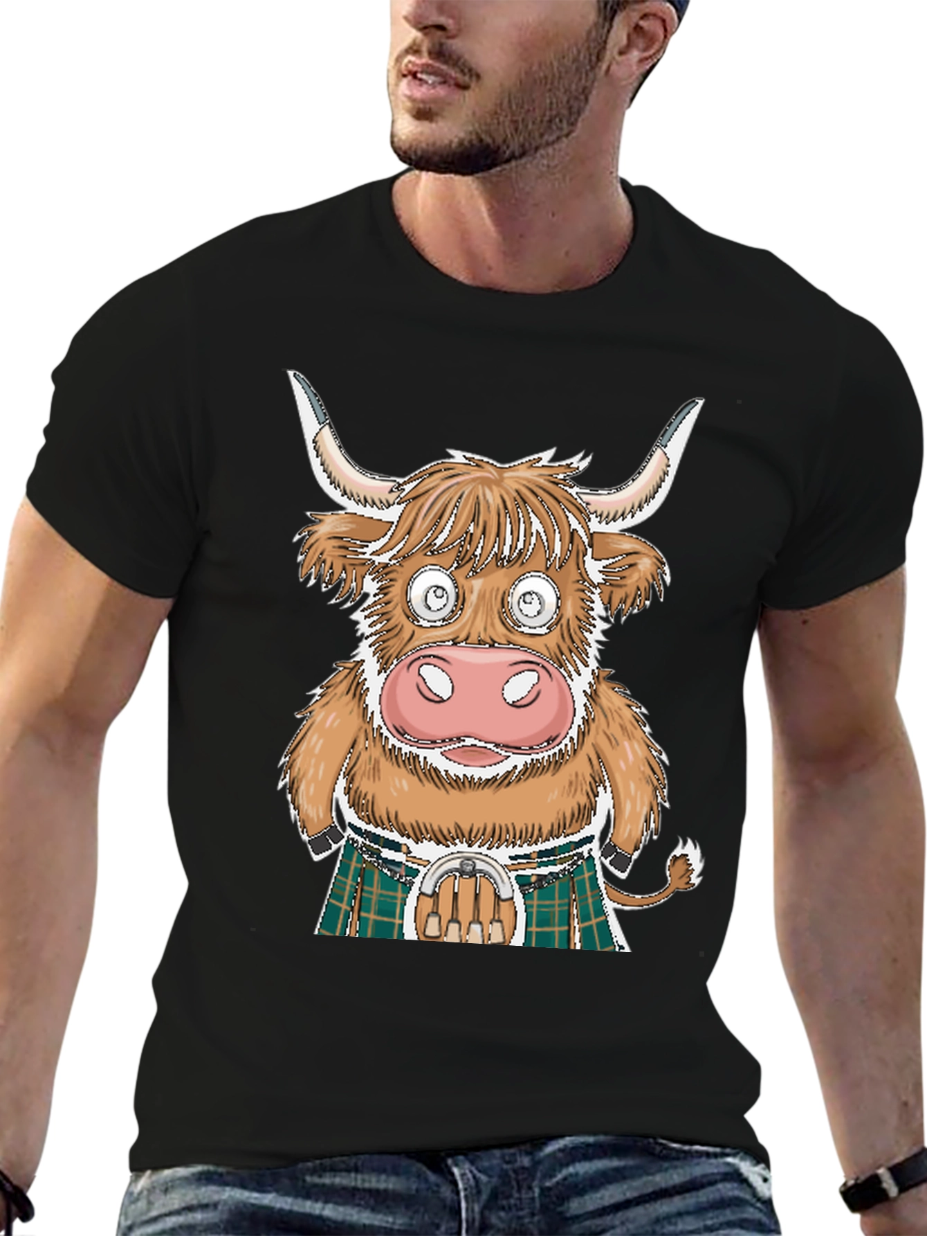 Funny Highland Cow in Kilt T-Shirt