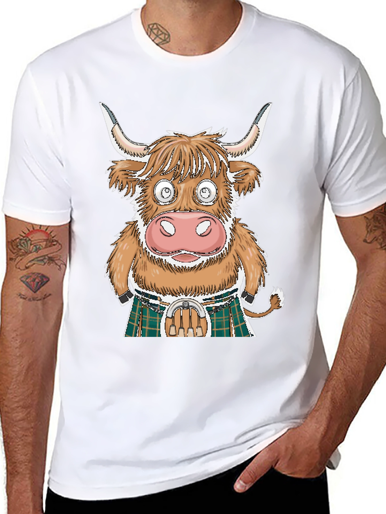 Funny Highland Cow in Kilt T-Shirt