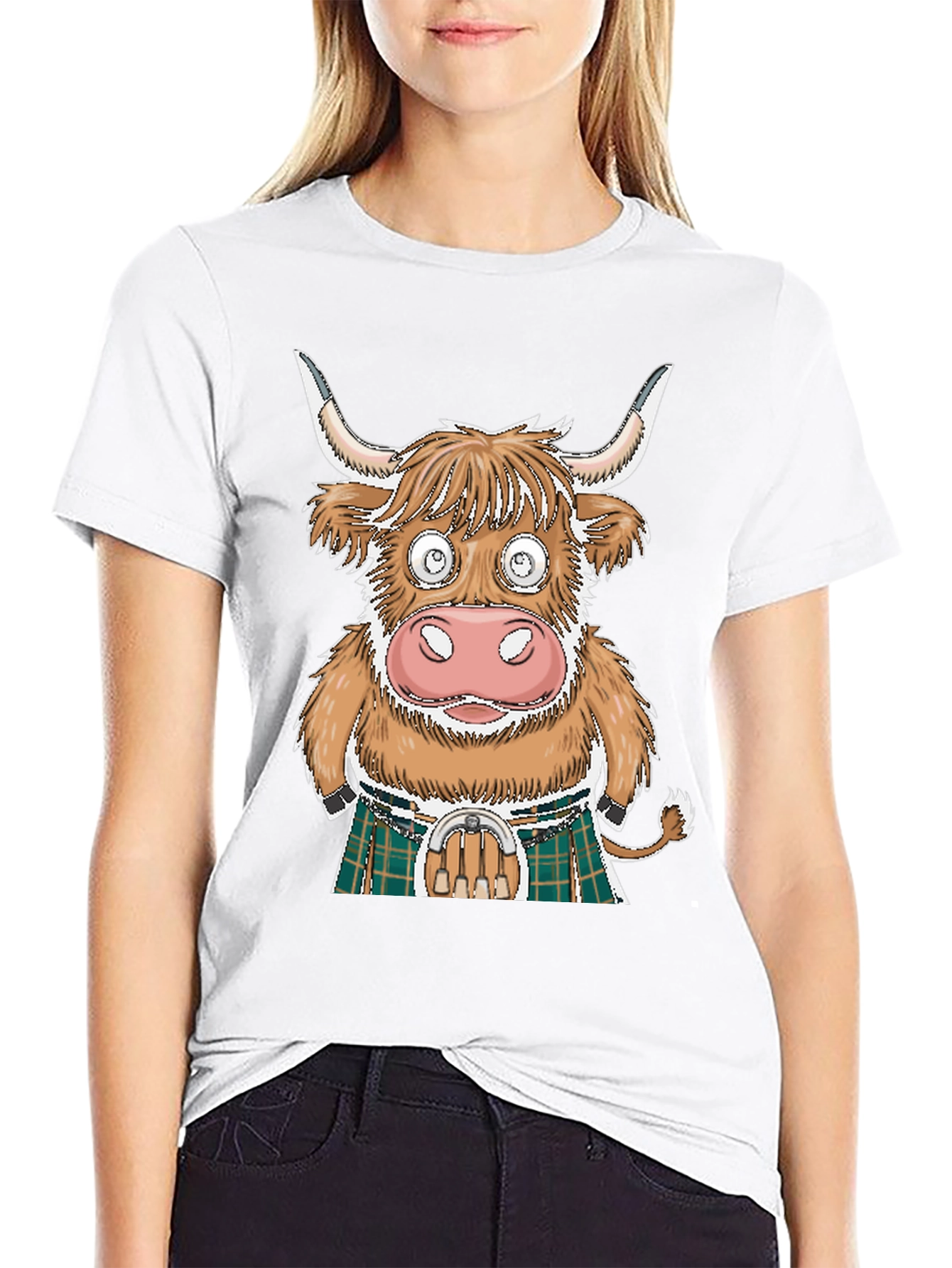 Funny Highland Cow in Kilt T-Shirt