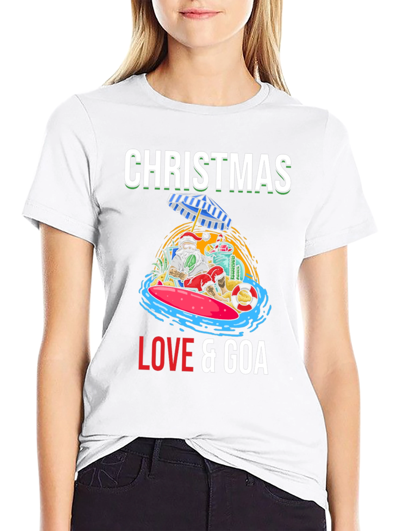 Christmas Love & Goa T-Shirt Holiday Beach Santa Tee