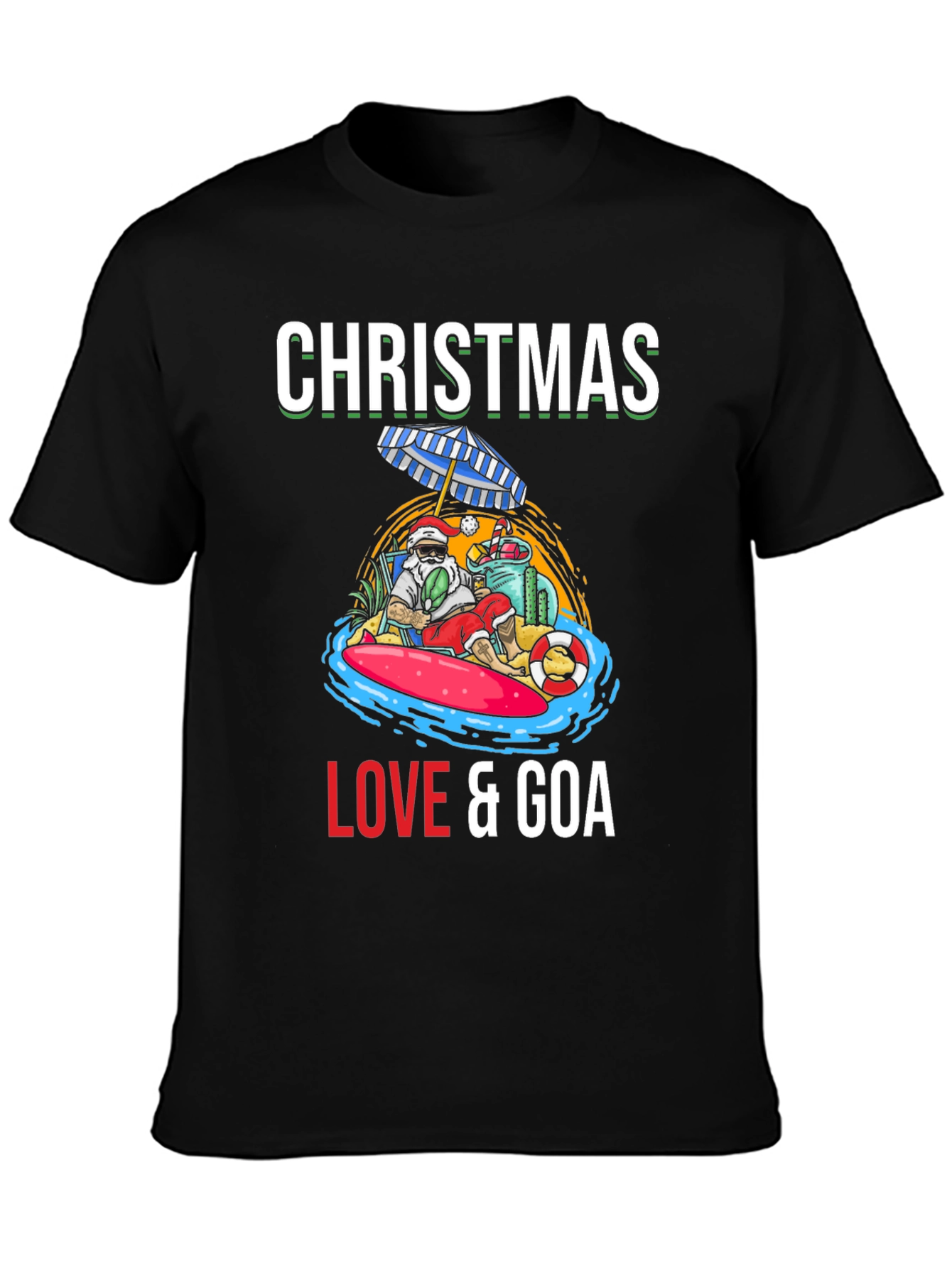Christmas Love & Goa T-Shirt Holiday Beach Santa Tee