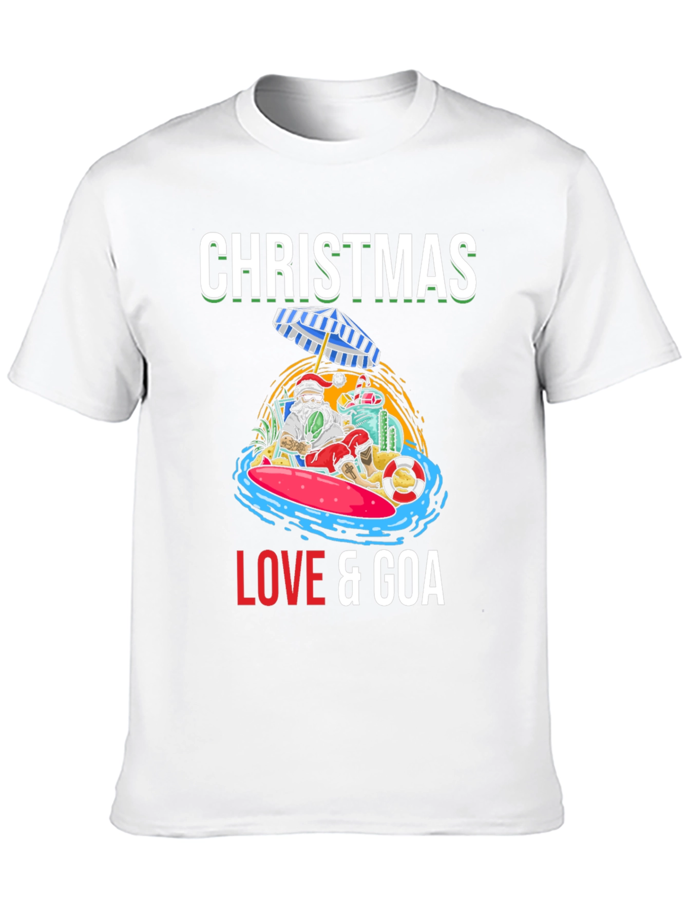 Christmas Love & Goa T-Shirt Holiday Beach Santa Tee
