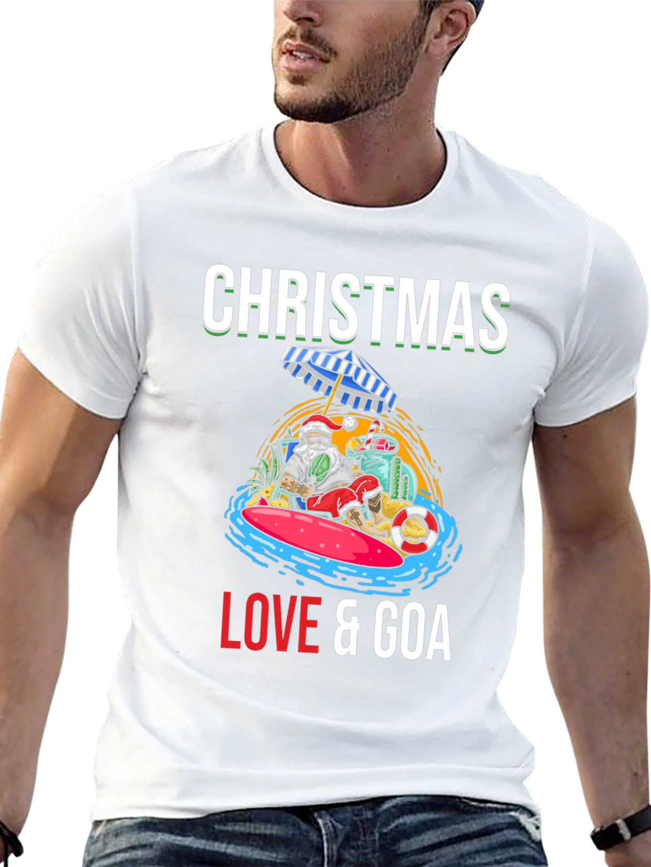 Christmas Love & Goa T-Shirt Holiday Beach Santa Tee
