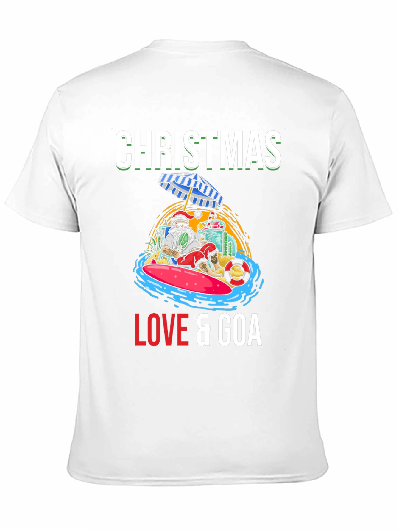 Christmas Love & Goa T-Shirt Holiday Beach Santa Tee