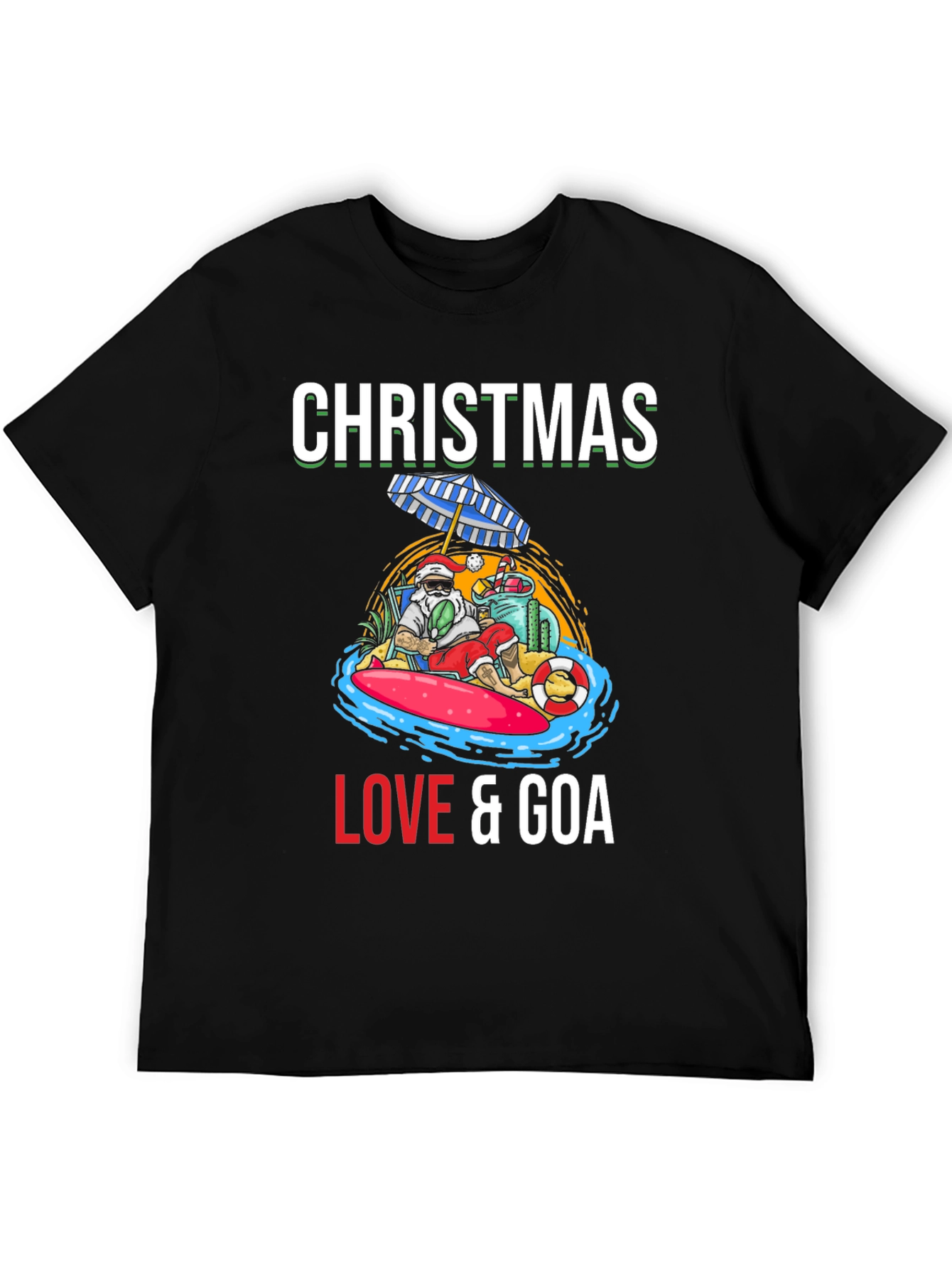 Christmas Love & Goa T-Shirt Holiday Beach Santa Tee