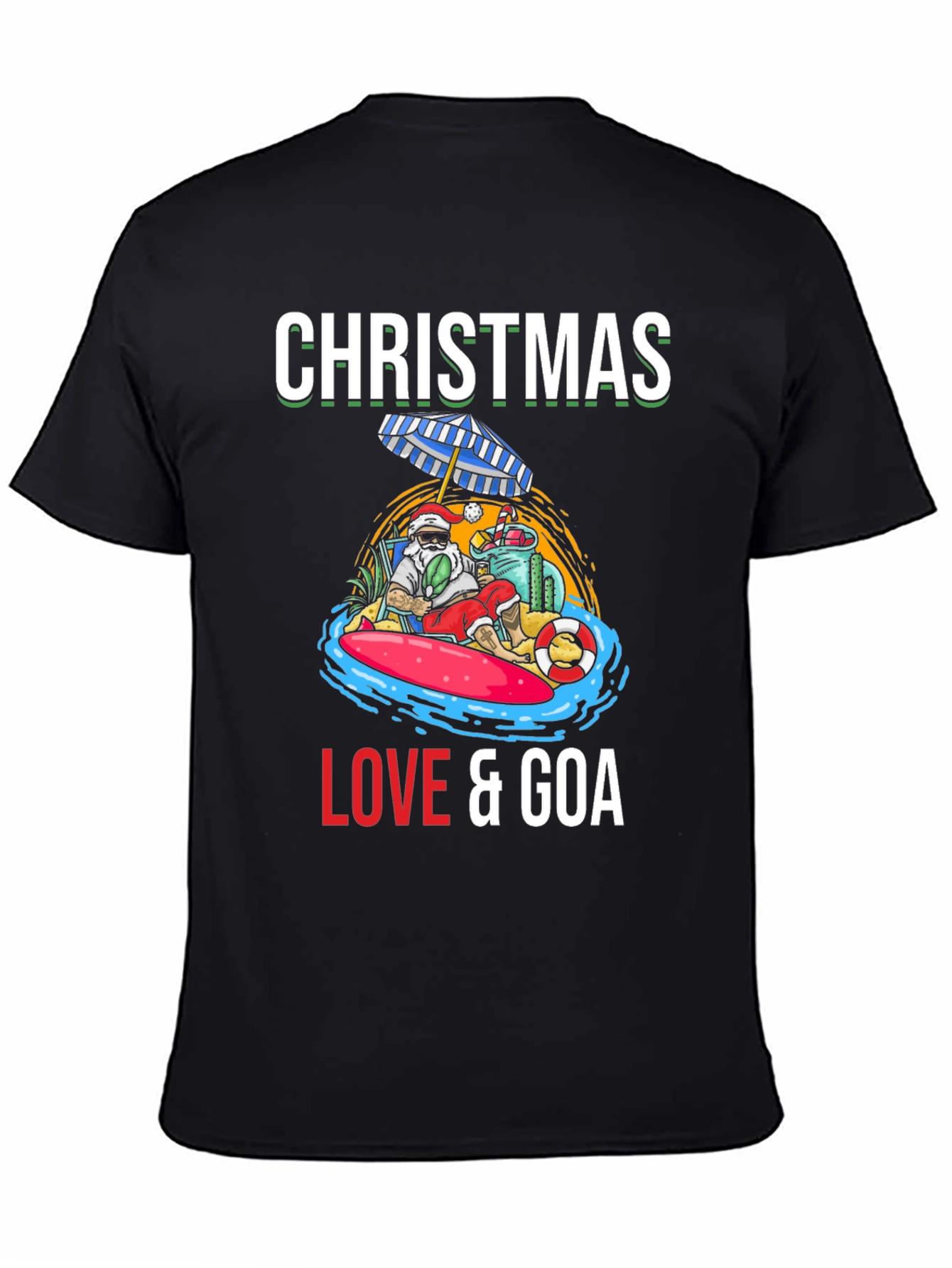 Christmas Love & Goa T-Shirt Holiday Beach Santa Tee