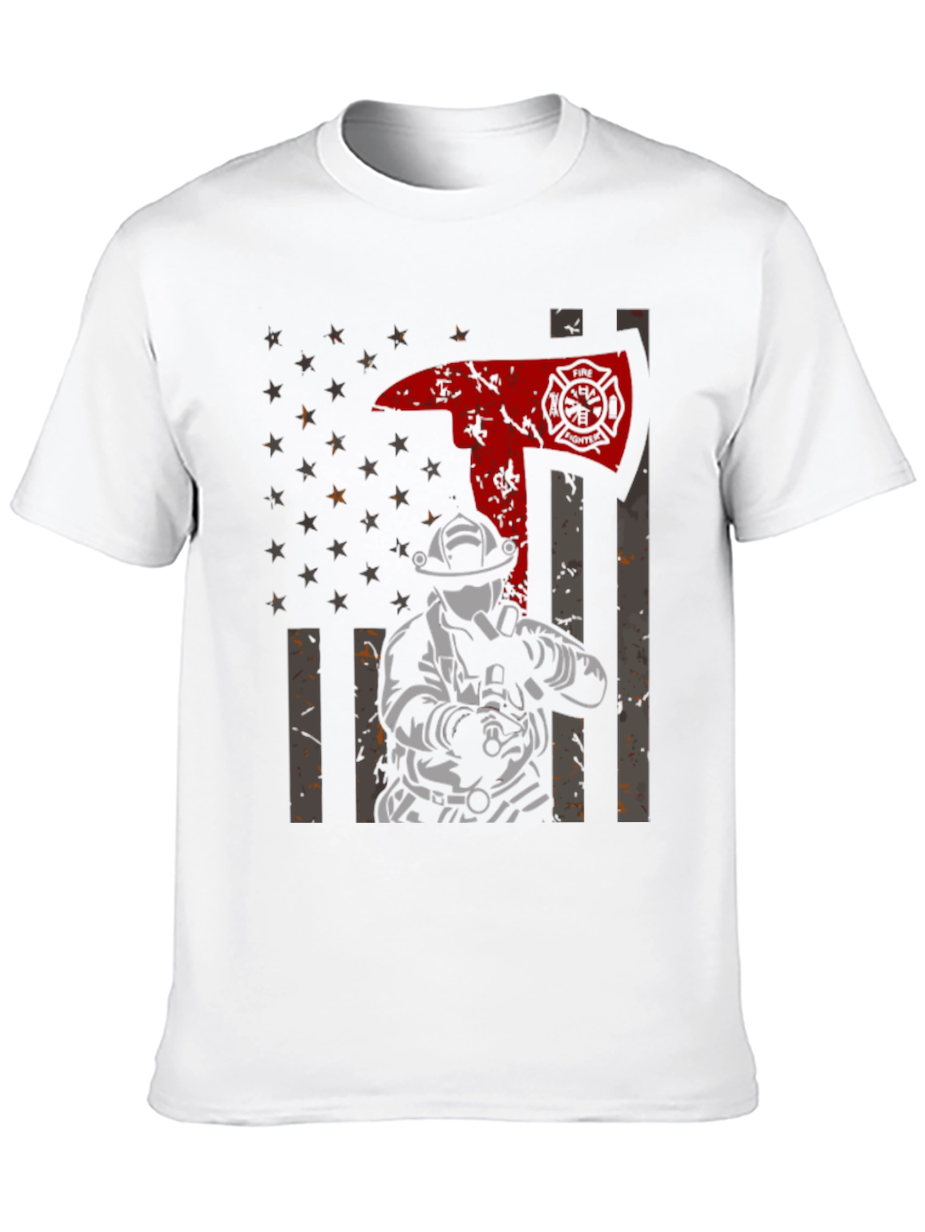 Firefighter Axe Flag Graphic Tee - Black
