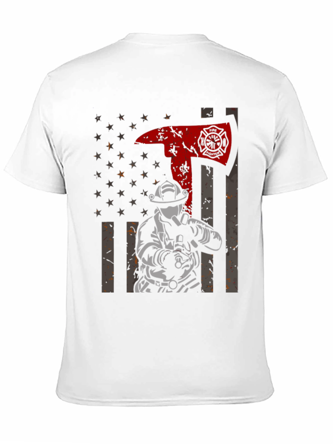 Firefighter Axe Flag Graphic Tee - Black