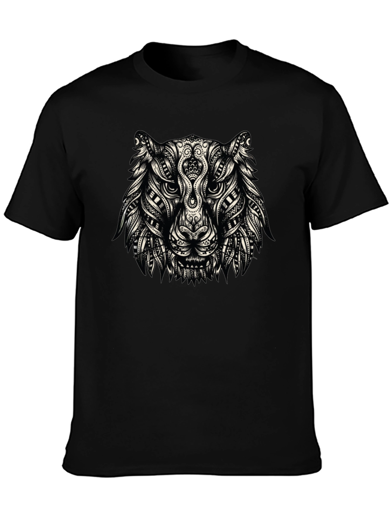 Tribal Tiger Graphic T-Shirt - Black