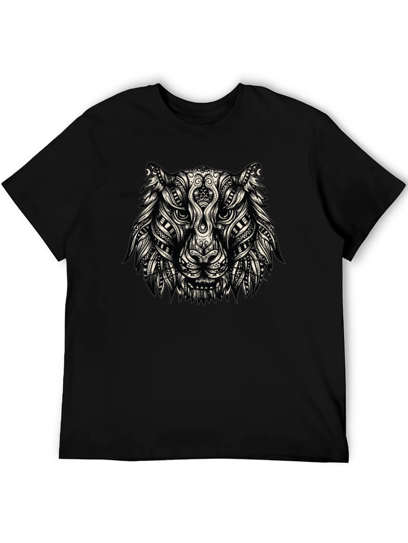 Tribal Tiger Graphic T-Shirt - Black