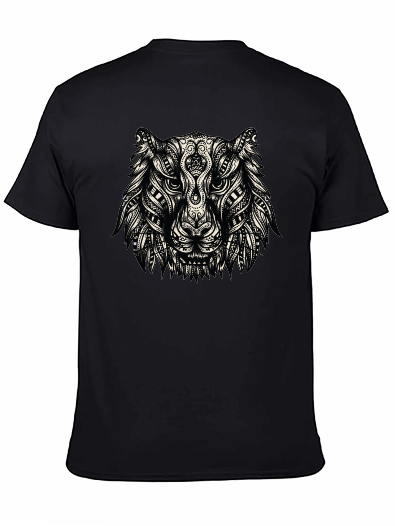 Tribal Tiger Graphic T-Shirt - Black