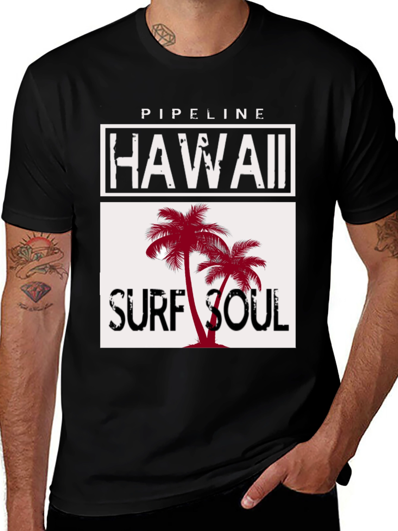 Hawaii Surf Soul T-Shirt - Black