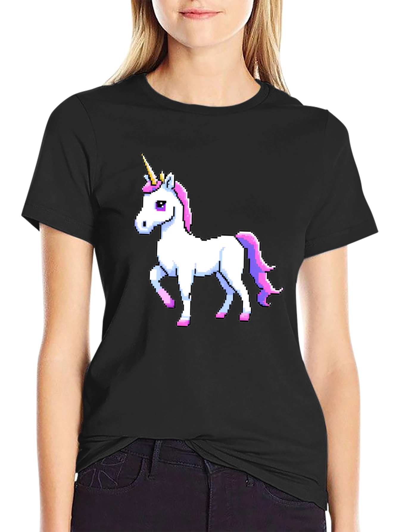 Pixel Unicorn Black T-Shirt