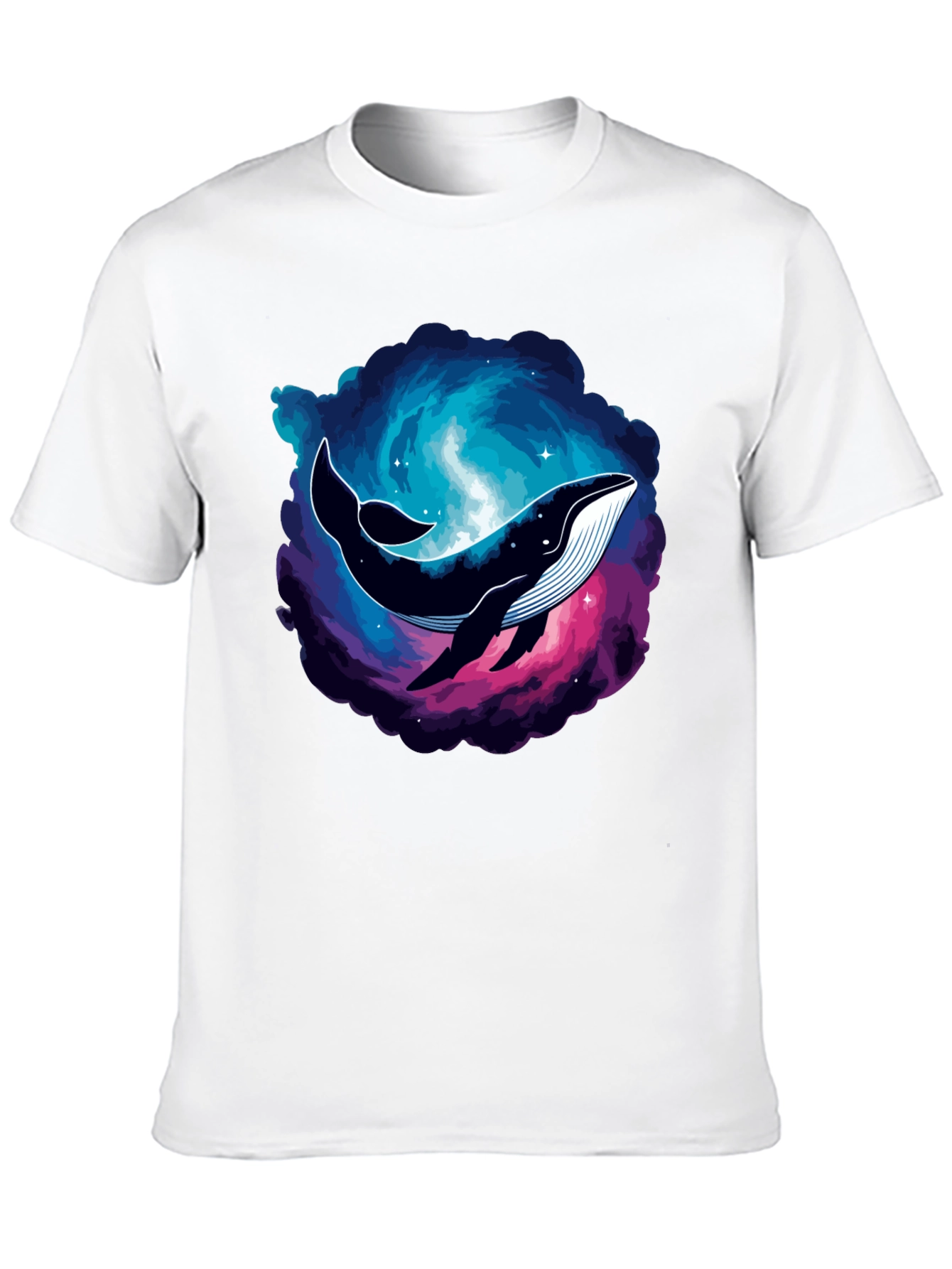 Cosmic Whale Graphic Tee - Black Cotton T-Shirt