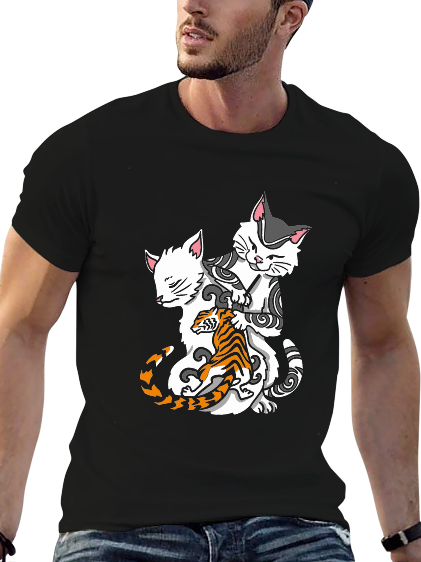 Cats & Tiger Graphic Tee - Cool Style