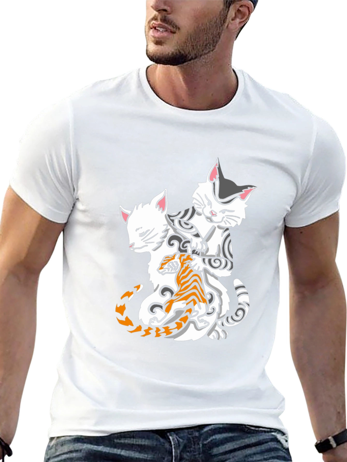 Cats & Tiger Graphic Tee - Cool Style