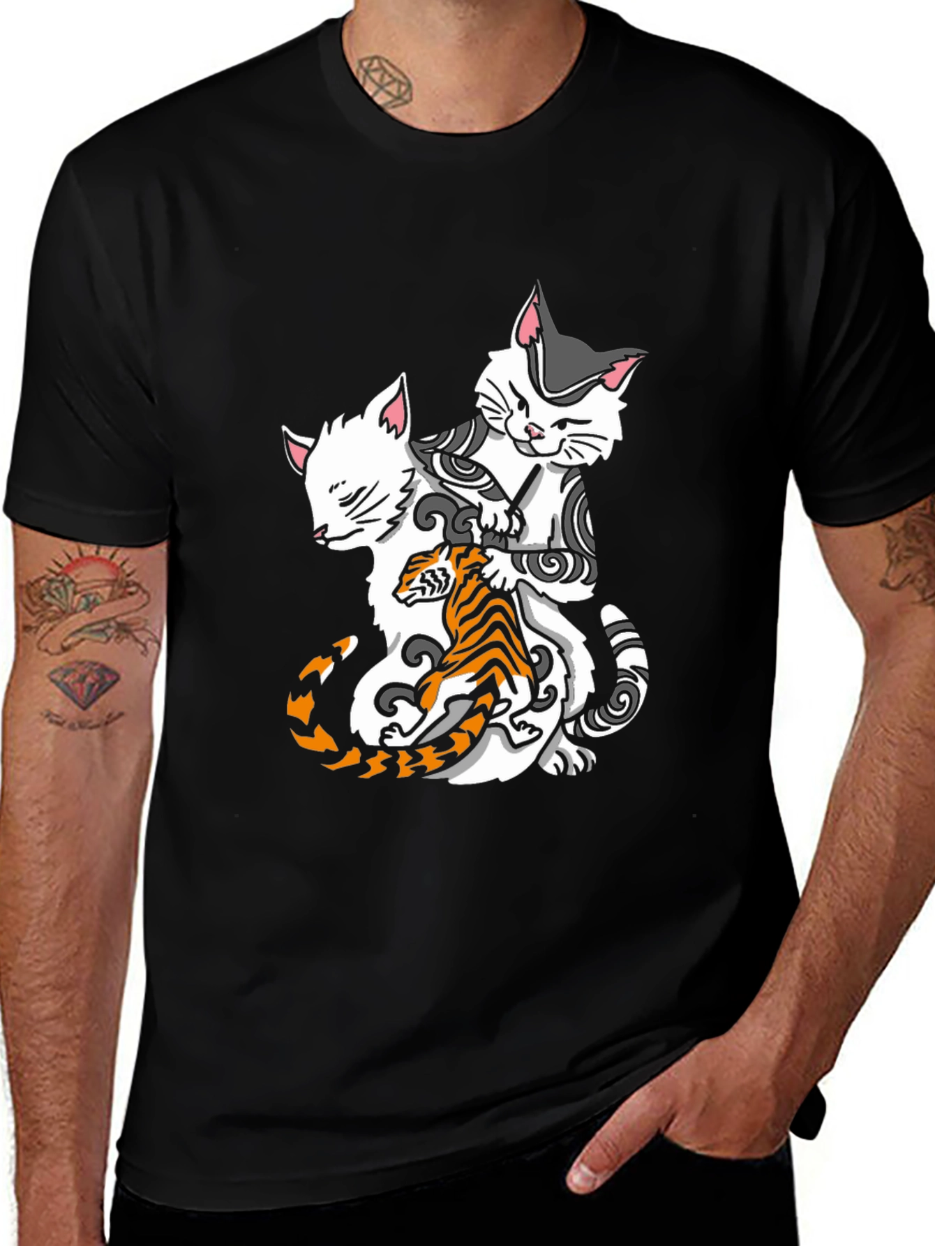 Cats & Tiger Graphic Tee - Cool Style