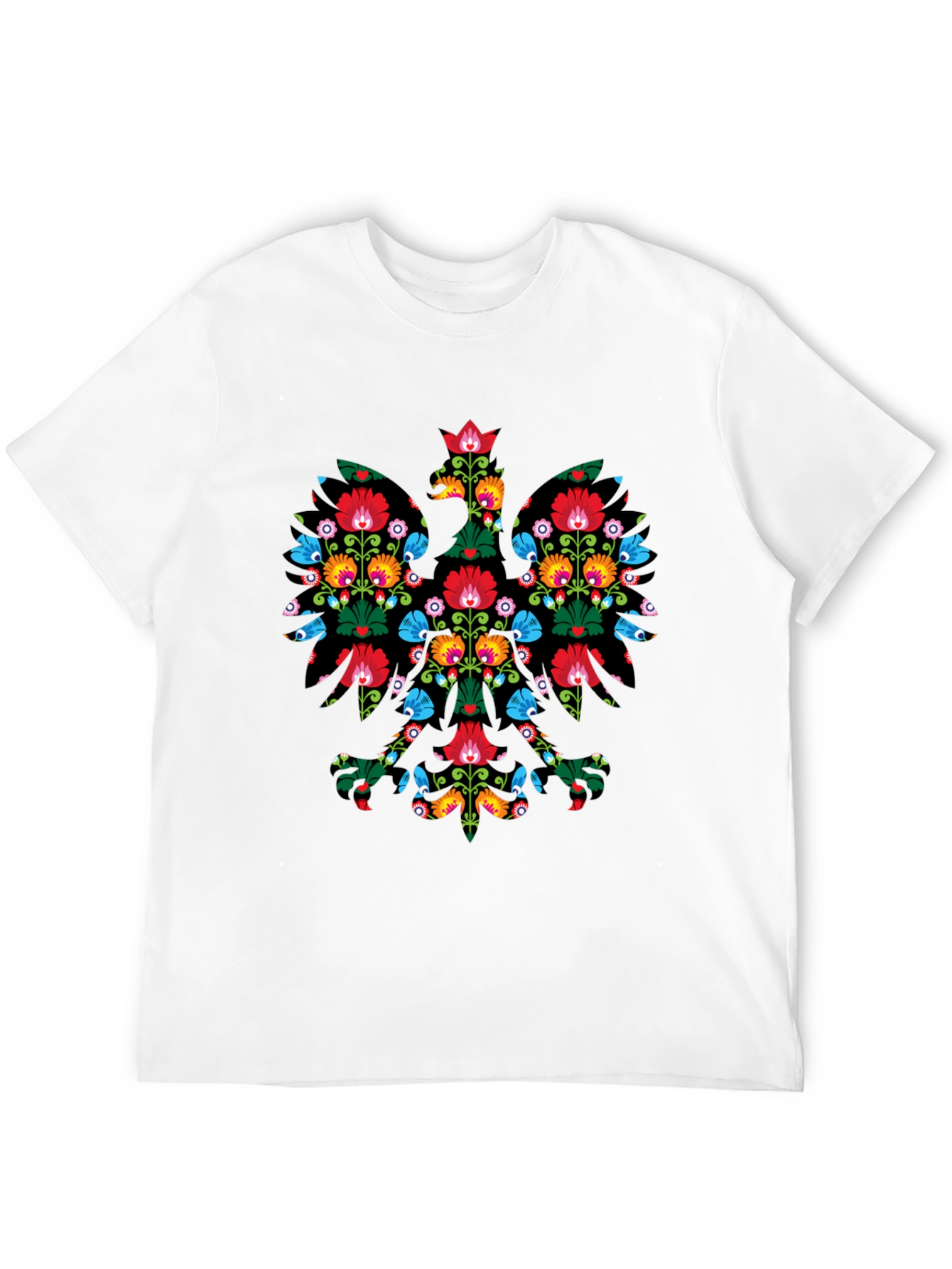 Floral Polish Eagle Black T-Shirt