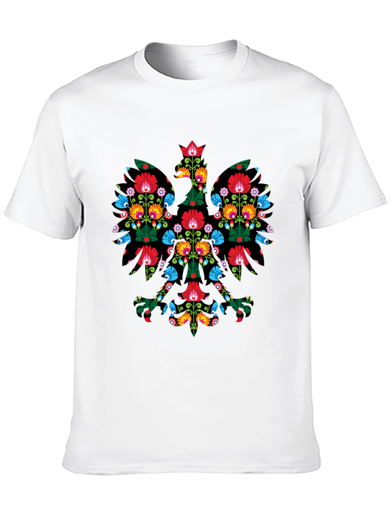 Floral Polish Eagle Black T-Shirt