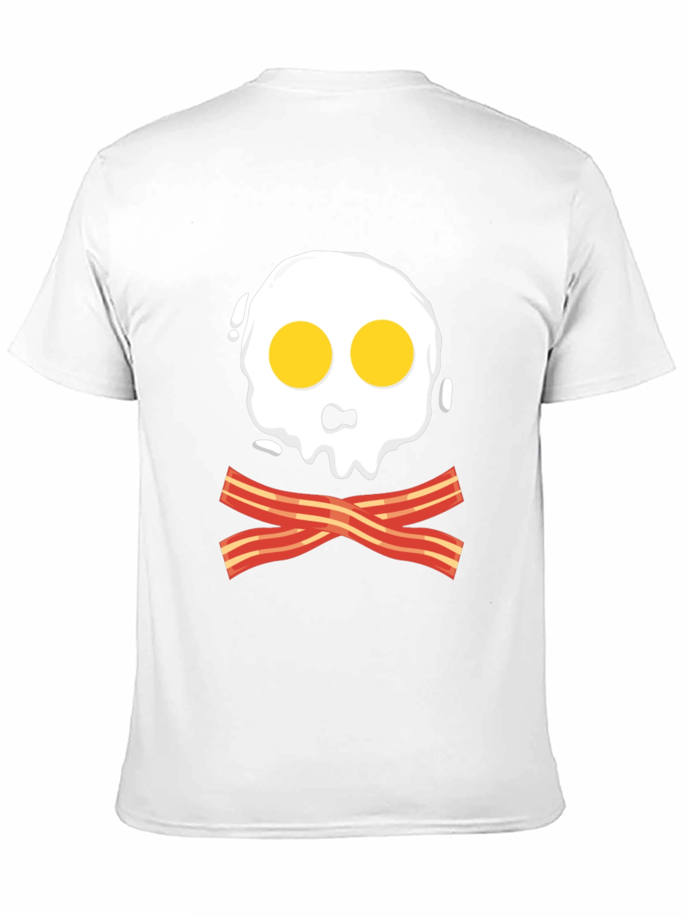 Funny Skull Fried Egg & Bacon Graphic Black T-Shirt