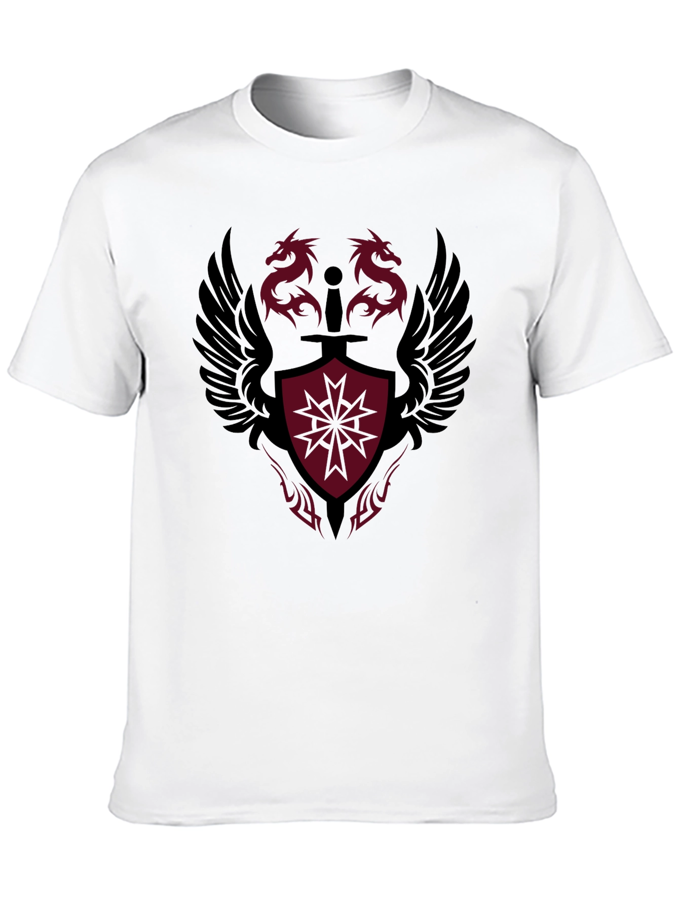 Dragon Crest Graphic Print Black T-Shirt