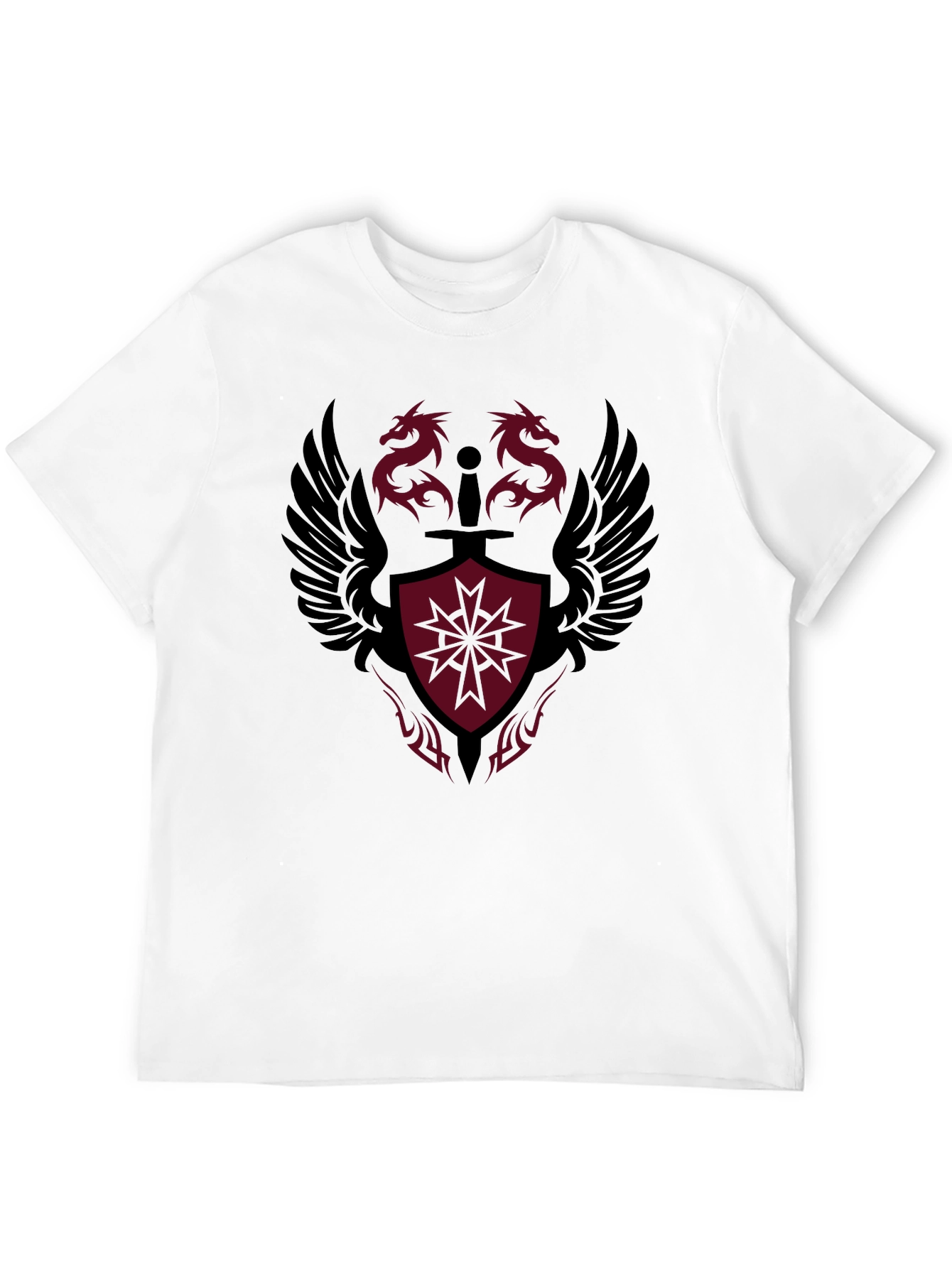 Dragon Crest Graphic Print Black T-Shirt