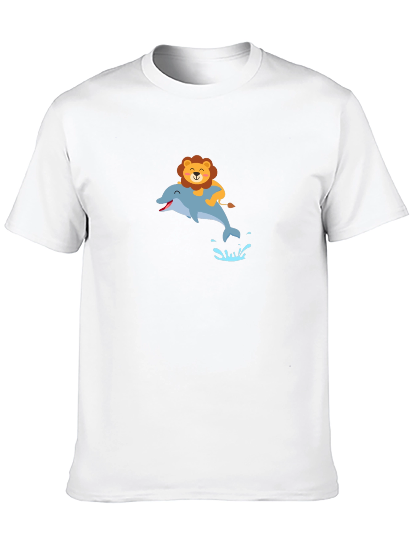 Lion Riding Dolphin Black T-Shirt