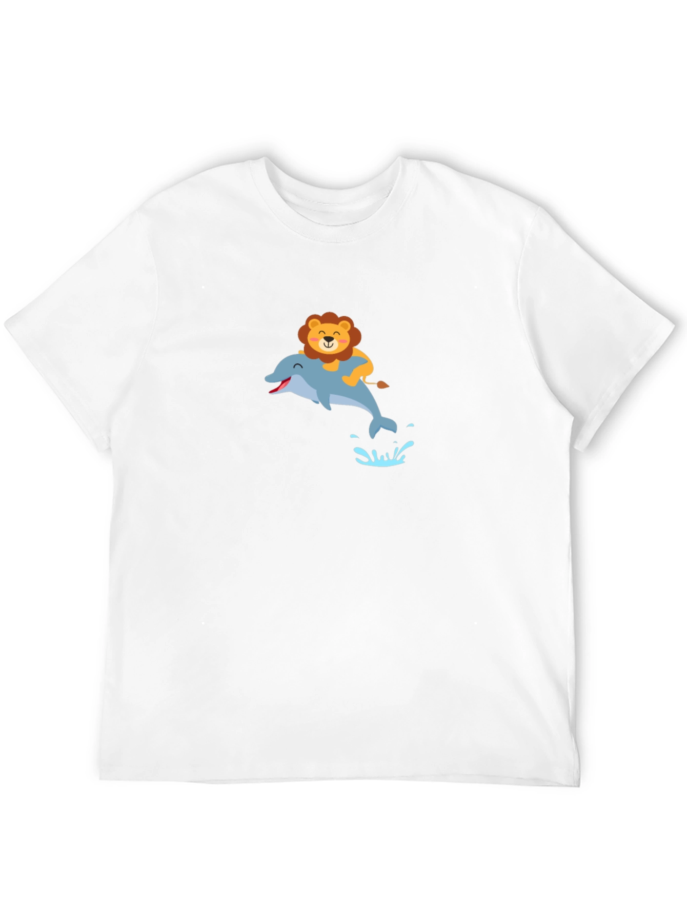 Lion Riding Dolphin Black T-Shirt