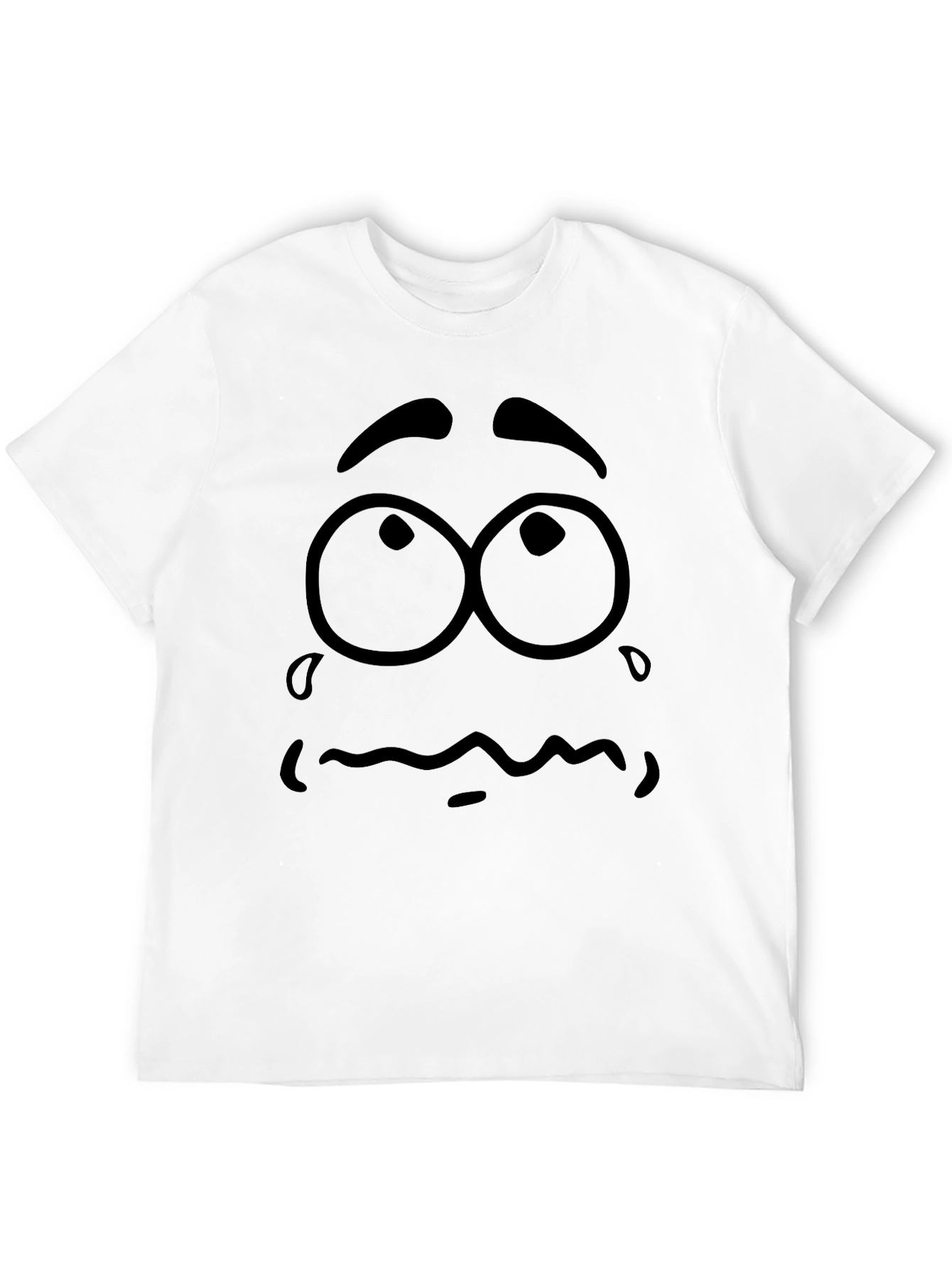 Sad Cartoon Face Black T-Shirt